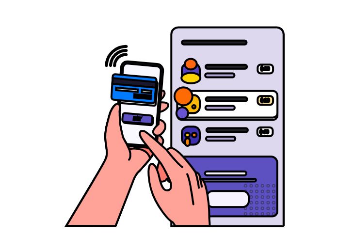 Dicas para economizar em casa Desenho mãos no celular fazendo contas para economizar